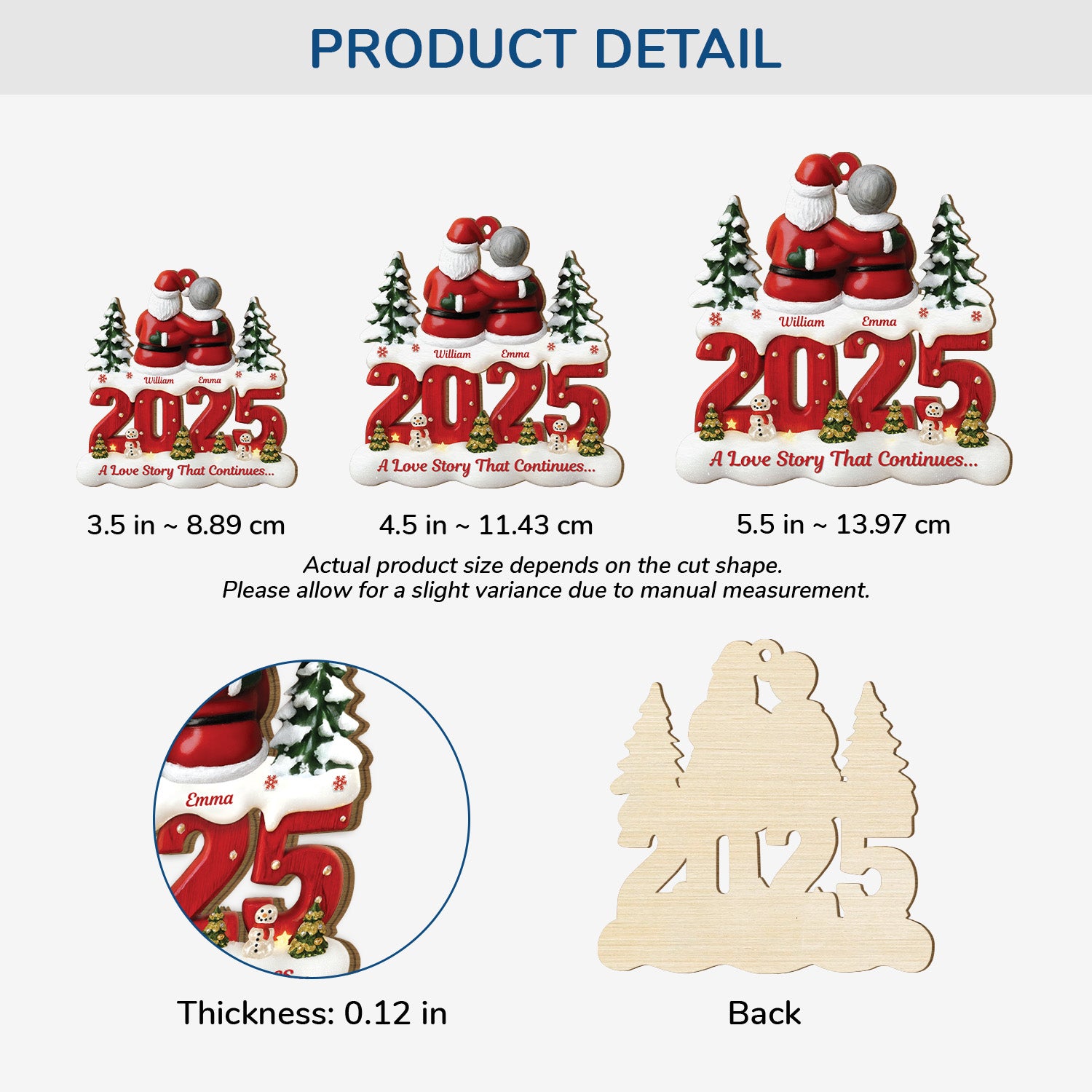 6455OUS3 custom 1 layered wooden xmas ornaments for couples a love story that continues 6455OTQTG