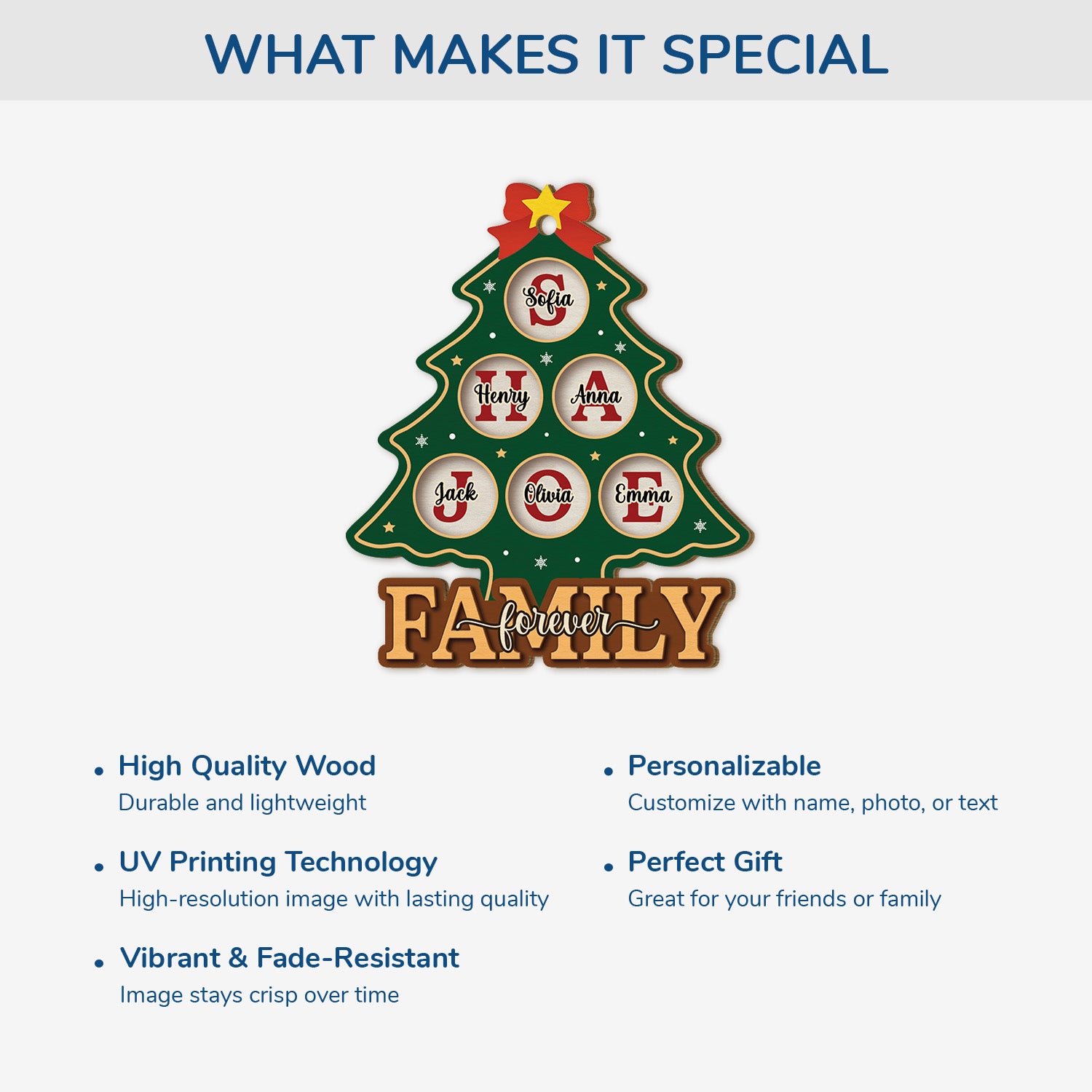 6457OUS4 custom 1 layered wooden christmas tree ornaments gifts for siblings family 6457O3QCI