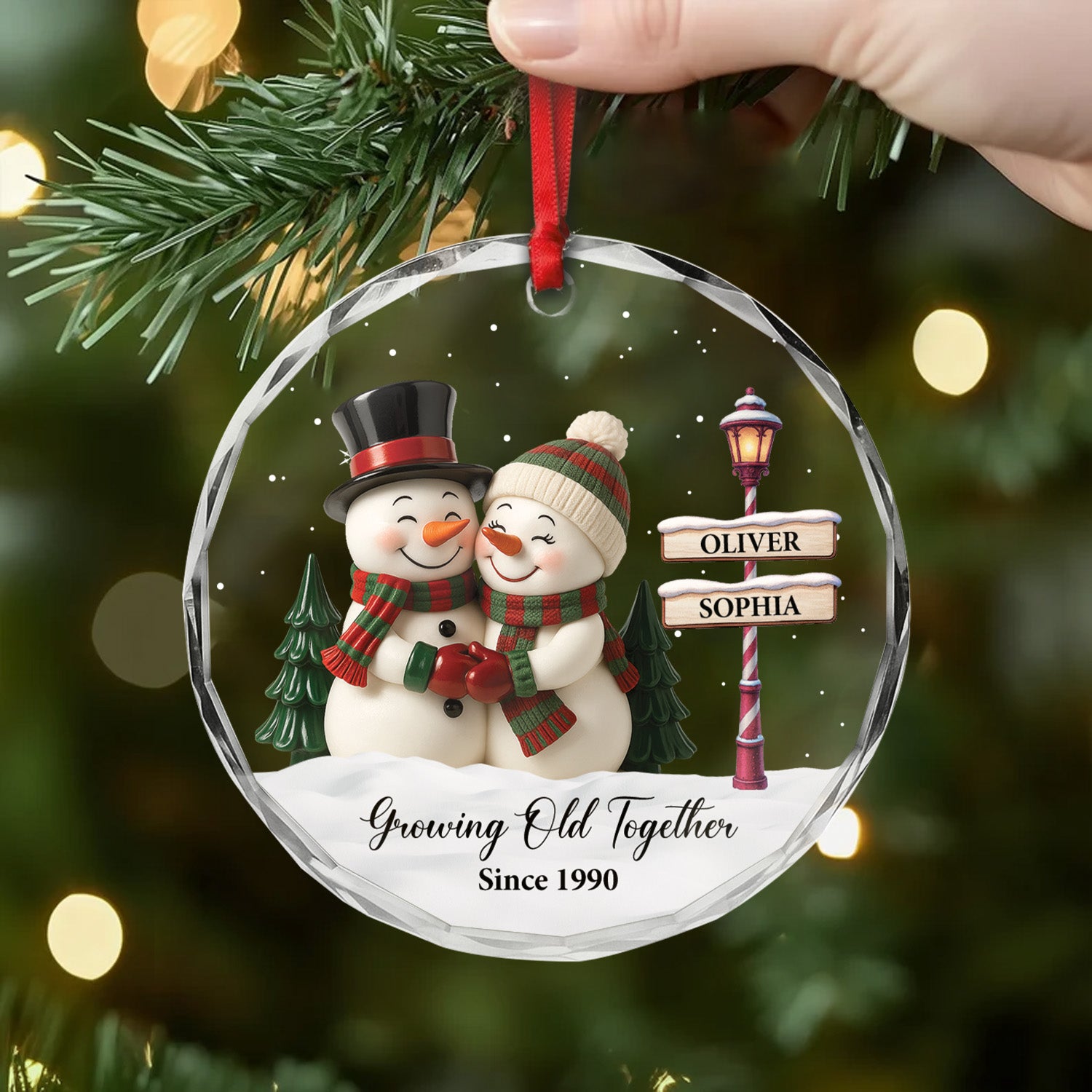6477OUS2 glass snowman couple ornament personalized christmas gift 6477O3T0G