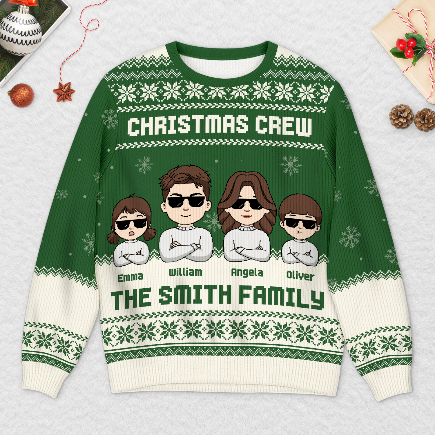 6488WUK2 personalised christmas crew ugly christmas sweaters for family 6488W