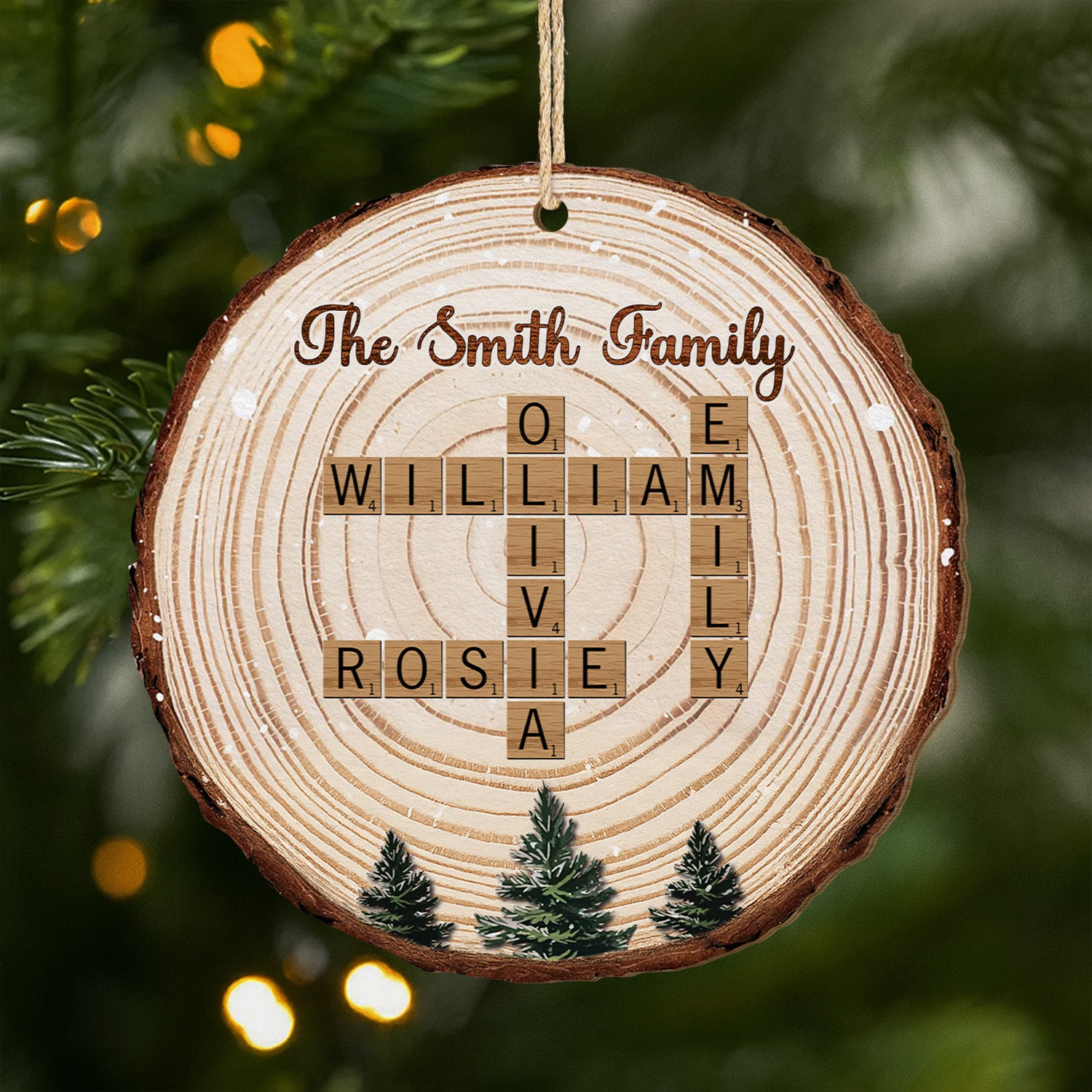 6502OUS1 custom 1 layered wooden christmas ornament family crossword puzzle gift 6502O3TTI