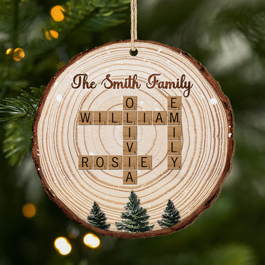 6502OUS1 custom 1 layered wooden christmas ornament family crossword puzzle gift 6502O3TTI
