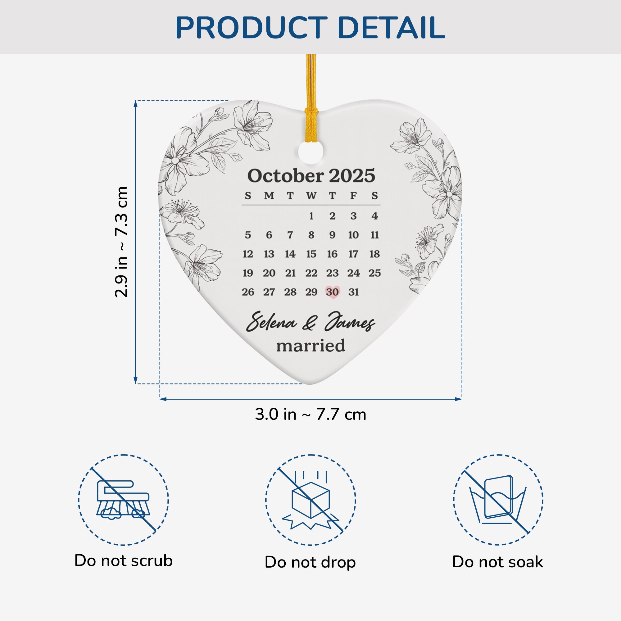 6513OUS3 ceramic calendar wedding christmas ornament personalized gift for couples 6513OKTNG