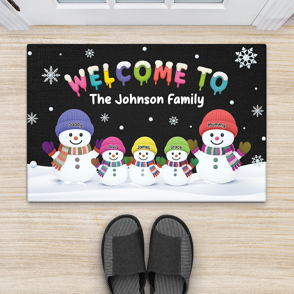 6516DUk1 snowman family welcome doormat_ personalized christmas gifts 6516DTLNI_2