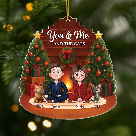 6519OUS1 3d printing effect acrylic you me and the cats ornament personalized christmas gift 6519OKTND
