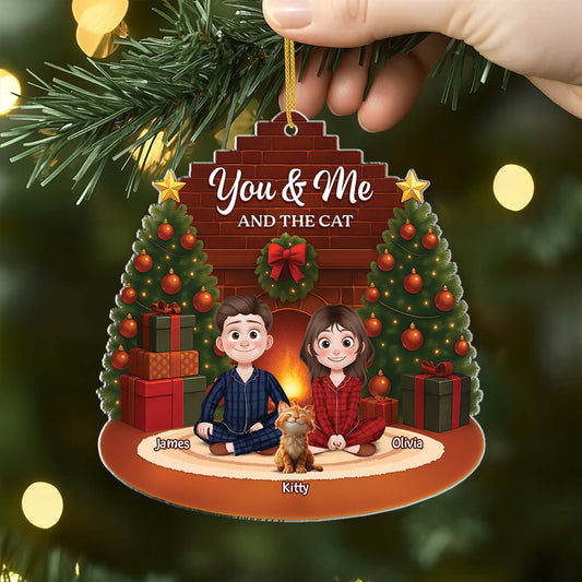 6519OUS2 3d printing effect acrylic you me and the cats ornament personalized christmas gift 6519OKTND