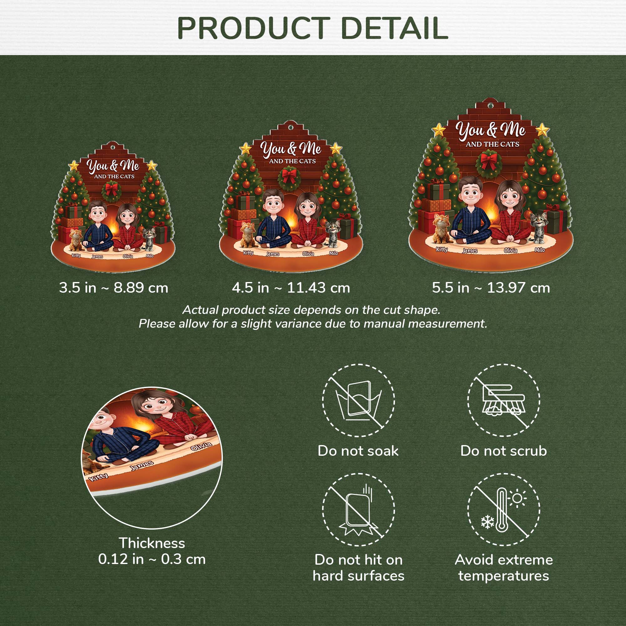 6519OUS3 3d printing effect acrylic you me and the cats ornament personalized christmas gift 6519OKTND