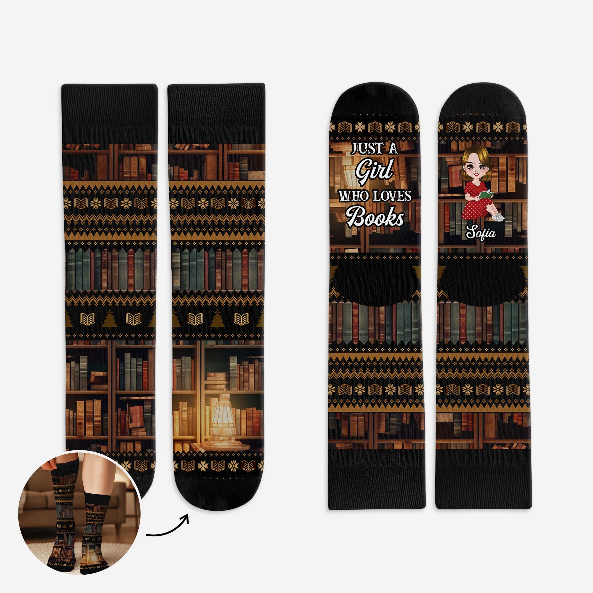 6530JUK1 personalized reading socks gifts for book lovers women 6530JKZ5A