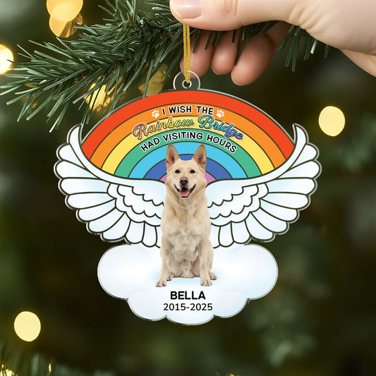 6536OUS2 rainbow bridge dog memorial gift_ custom acrylic photo christmas ornaments 6536O