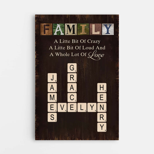 6542CUS1 family a little bit of crazy personalized family name crossword canvas_ 6542C8ZZI
