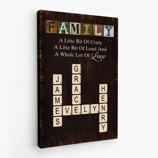 6542CUS2 family a little bit of crazy personalized family name crossword canvas_ 6542C8ZZI