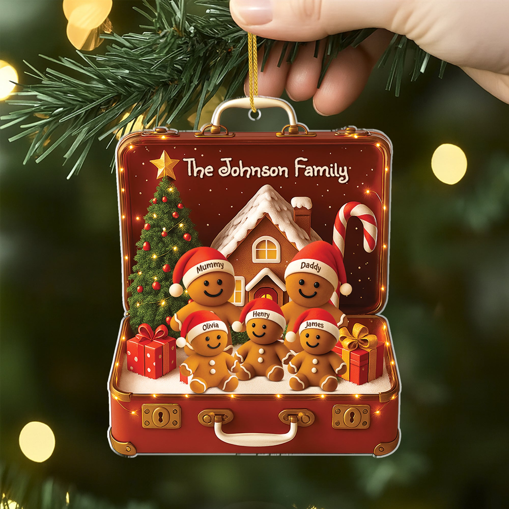 6578OUK2 3d printing effect acrylic gingerbread christmas ornament custom family gift 6578OTZNI