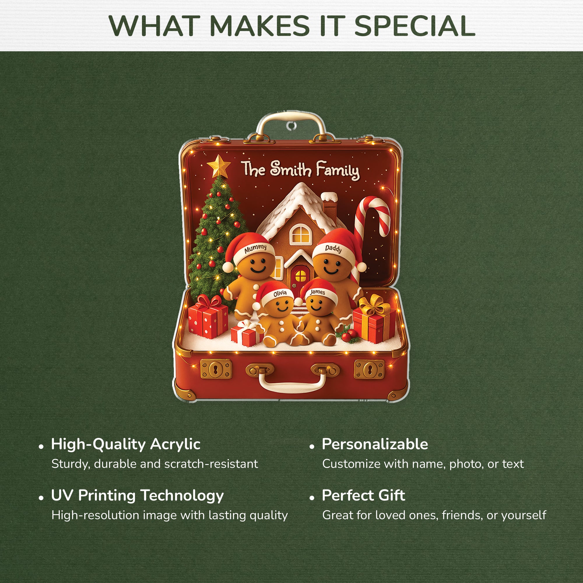 6578OUK4 3d printing effect acrylic gingerbread christmas ornament custom family gift 6578OTZNI