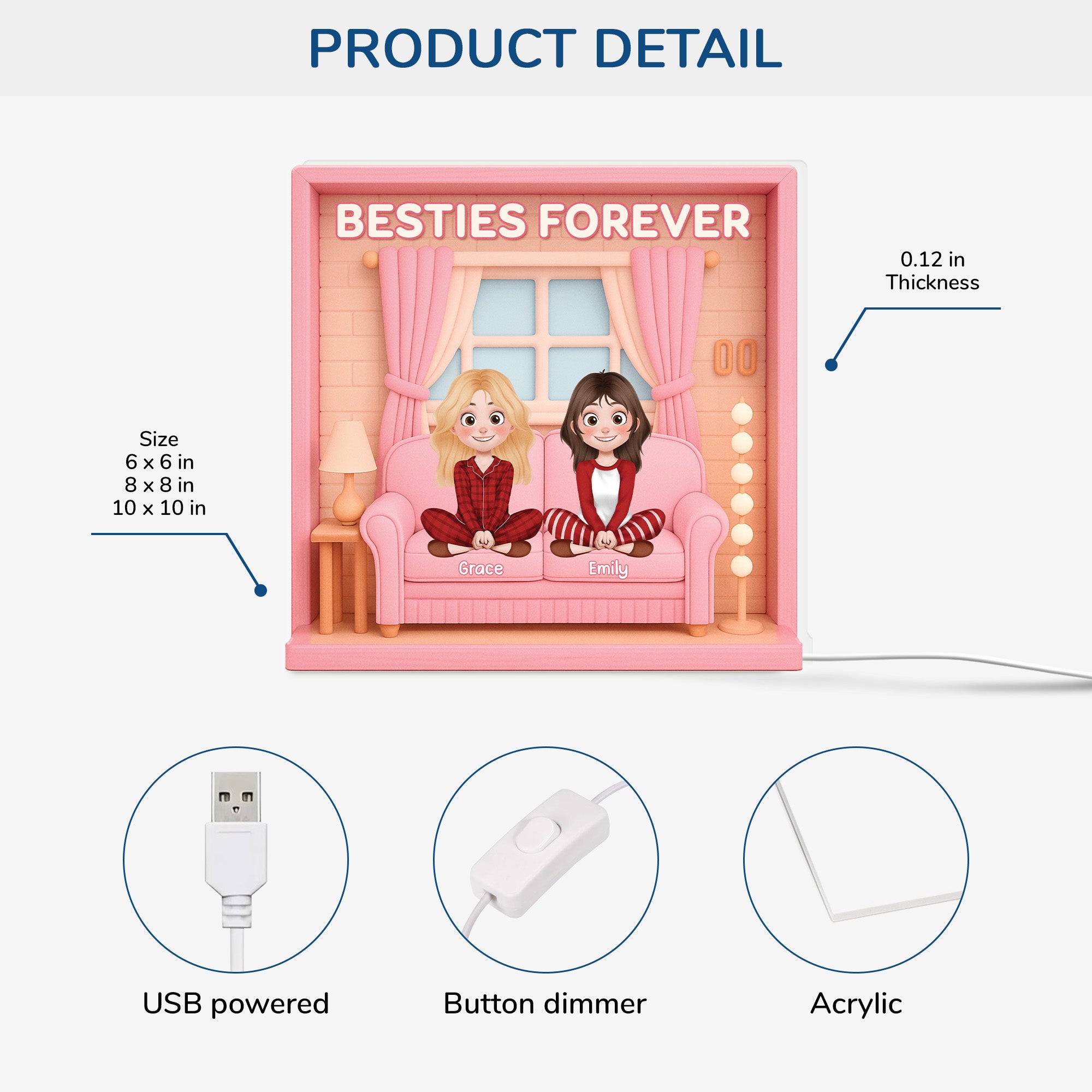 6585LUK3 3d printing effect personalised besties forever light box for friendssisters 6585lcqaf