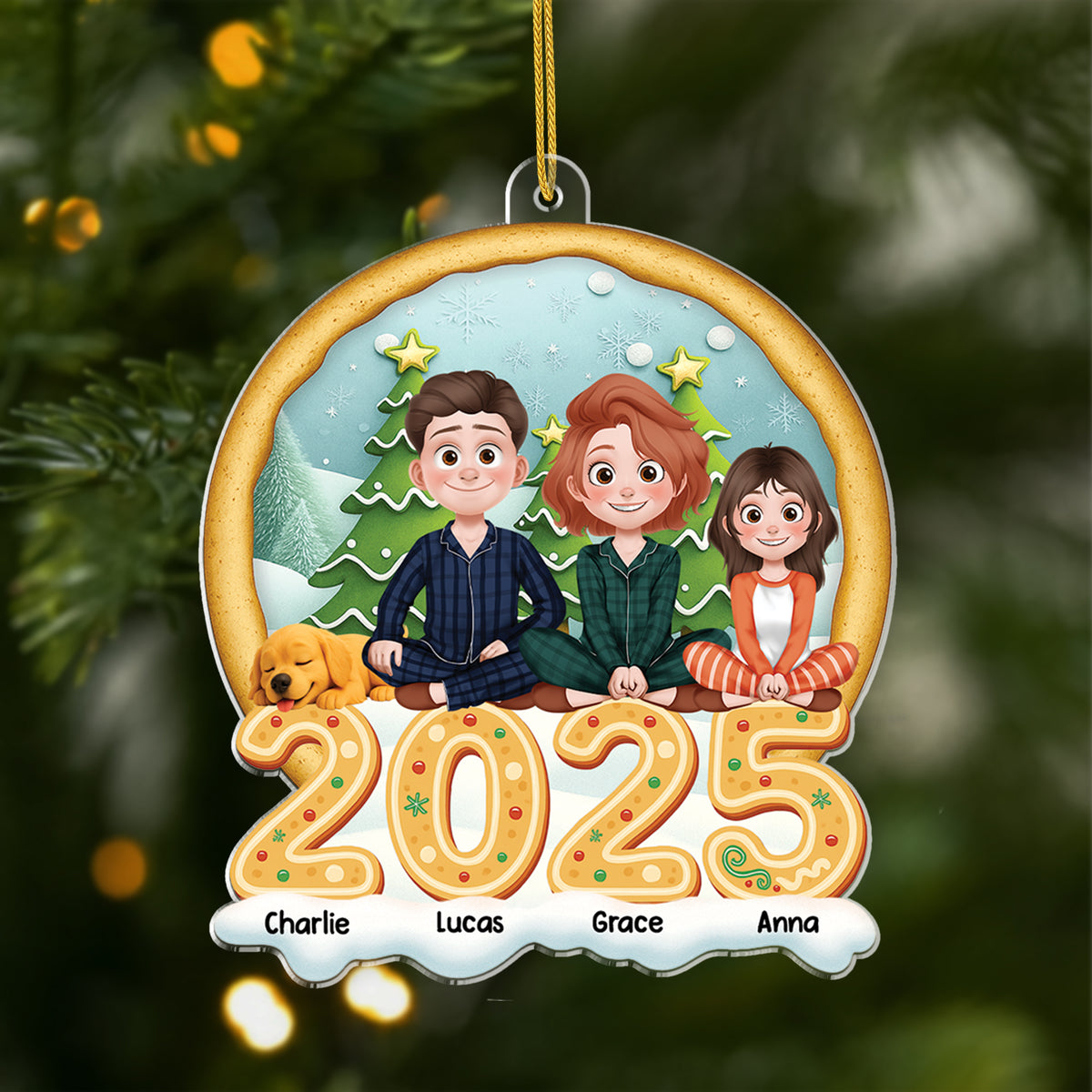 [3D Printing Effect] Personalised Acrylic Family with Pet Christmas Or ...