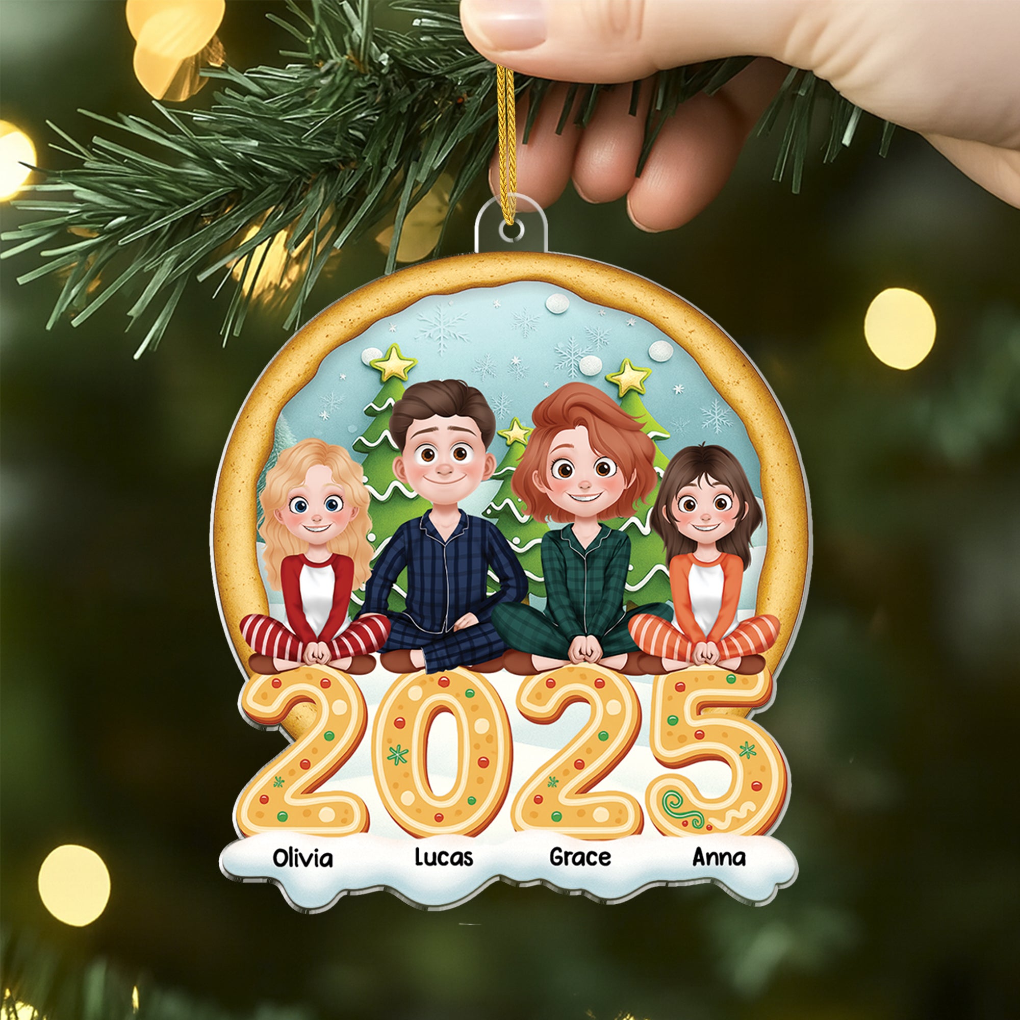 6597OUK2 3d printing effect personalized acrylic family christmas ornaments with pets_ 6597OTYCI