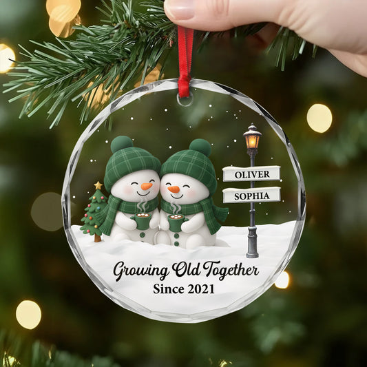 6633OUS2 glass snowman ornament_ personalized couples gift for christmas 6633O3P5G