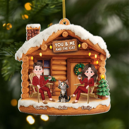 6638OUK1 3d printing effect acrylic couple with cat ornament_ personalized christmas gift 6638OTYAD