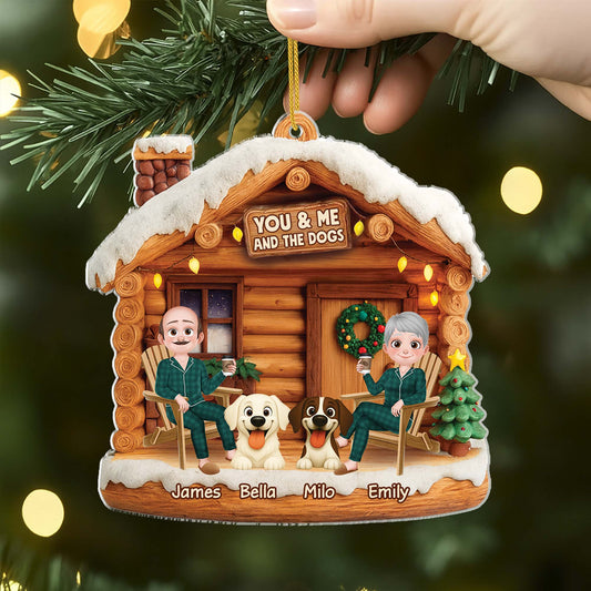 6638OUK2 3d printing effect acrylic couple with dog ornament_ personalized christmas gift 6638OTYAC