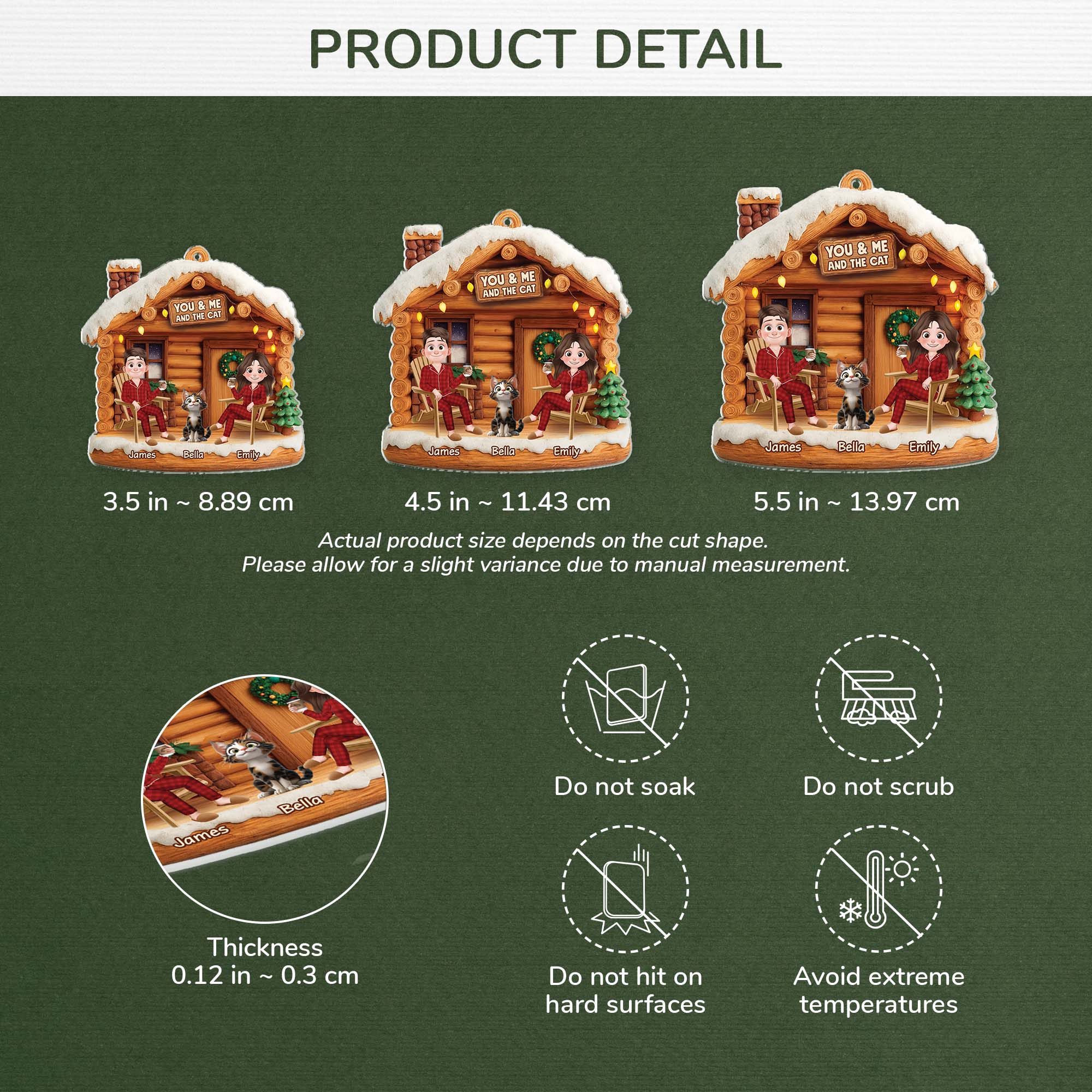 6638OUK3 3d printing effect acrylic couple with cat ornament_ personalized christmas gift 6638OTYAD