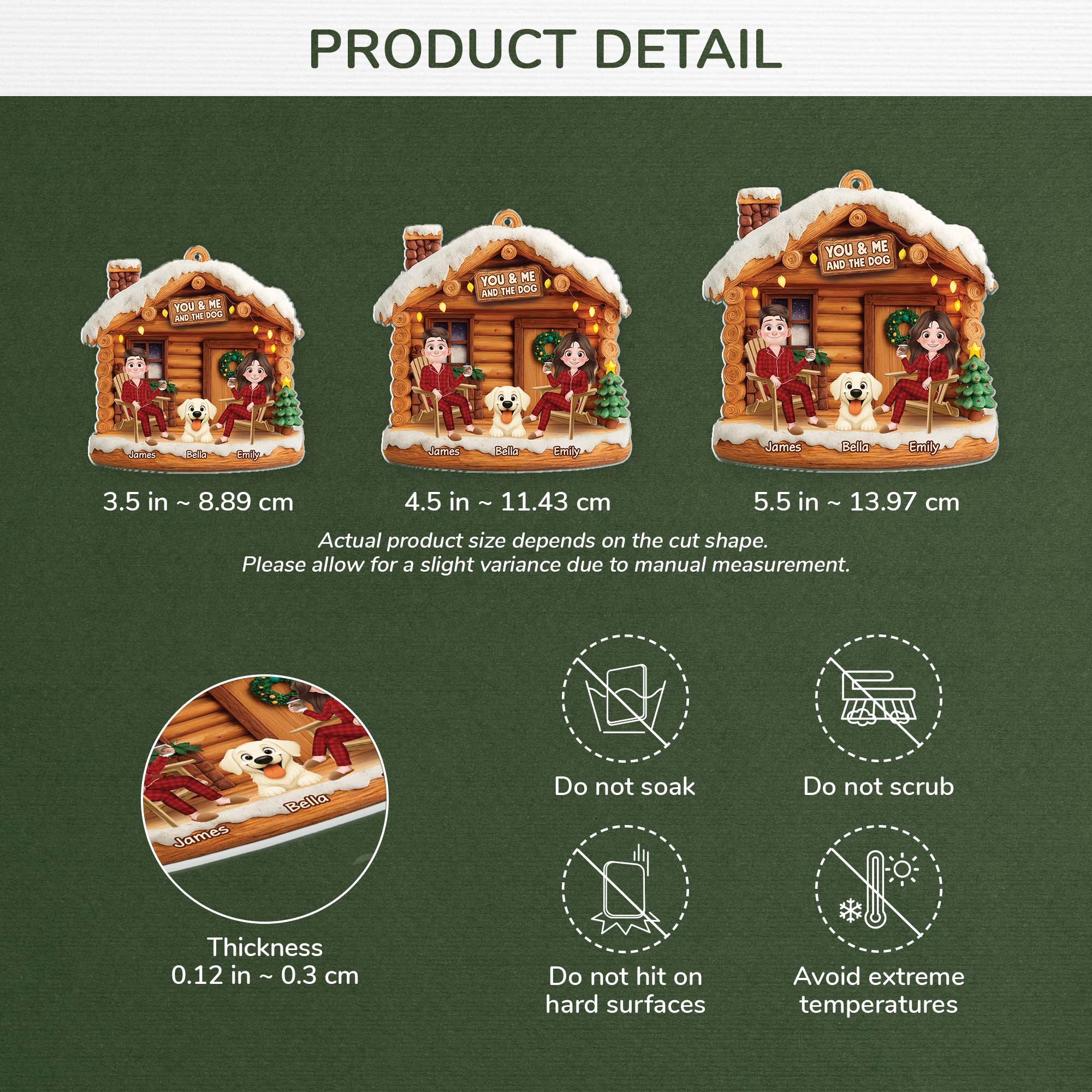 6638OUK3 3d printing effect acrylic couple with dog ornament_ personalized christmas gift 6638OTYAC