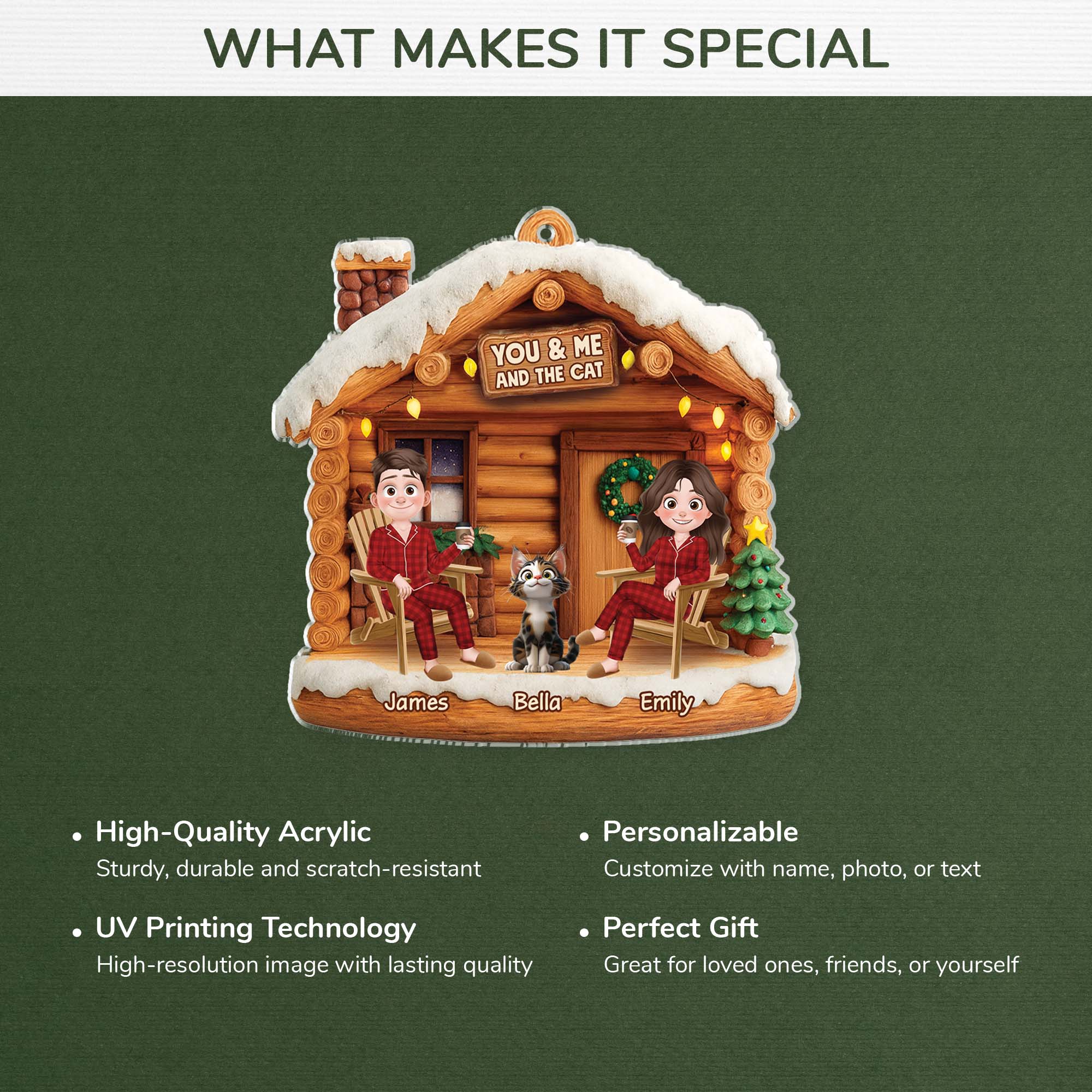 6638OUK4 3d printing effect acrylic couple with cat ornament_ personalized christmas gift 6638OTYAD