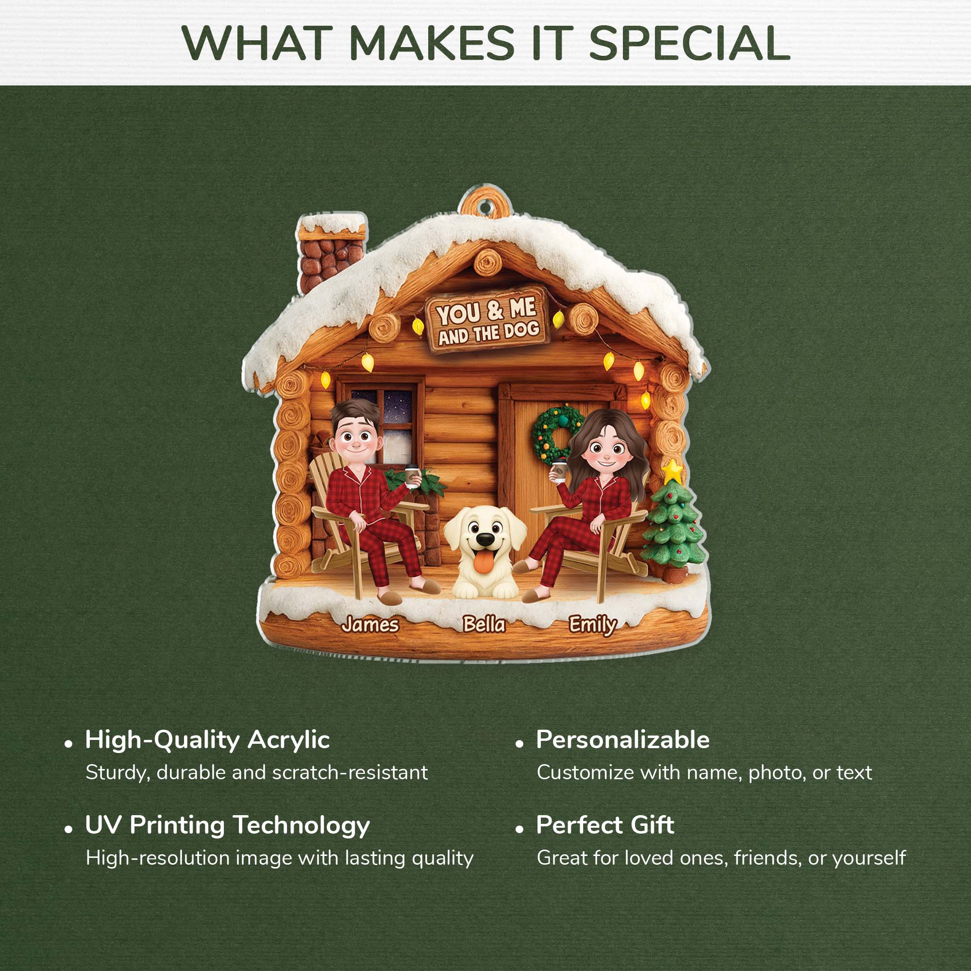 6638OUK4 3d printing effect acrylic couple with dog ornament_ personalized christmas gift 6638OTYAC