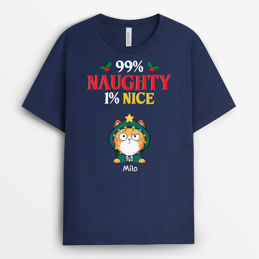 6651AUS2 personalized christmas shirt with cats _ 99_ naughty 1_ nice 6651AKXMD