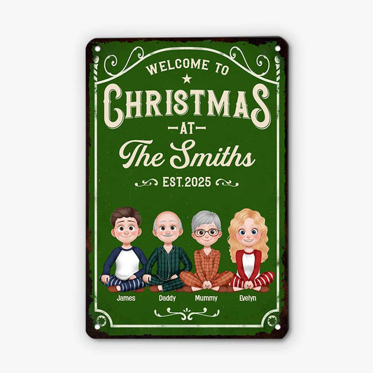 6654EUK2 metal christmas welcome sign_s custom gifts for family with dog cat 6654E8ZMI