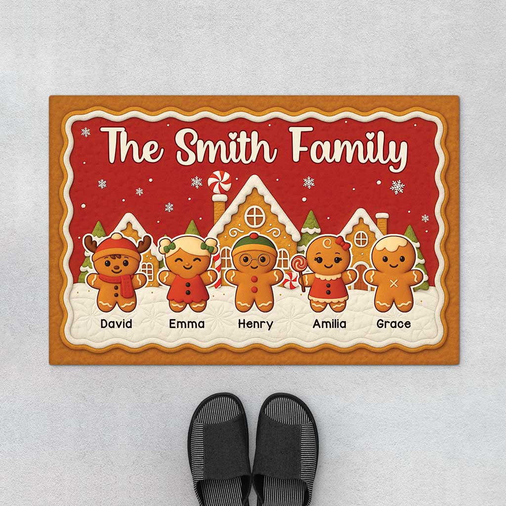 6664DUS1 gingerbread christmas doormat personalized gift for family 6664D86WI