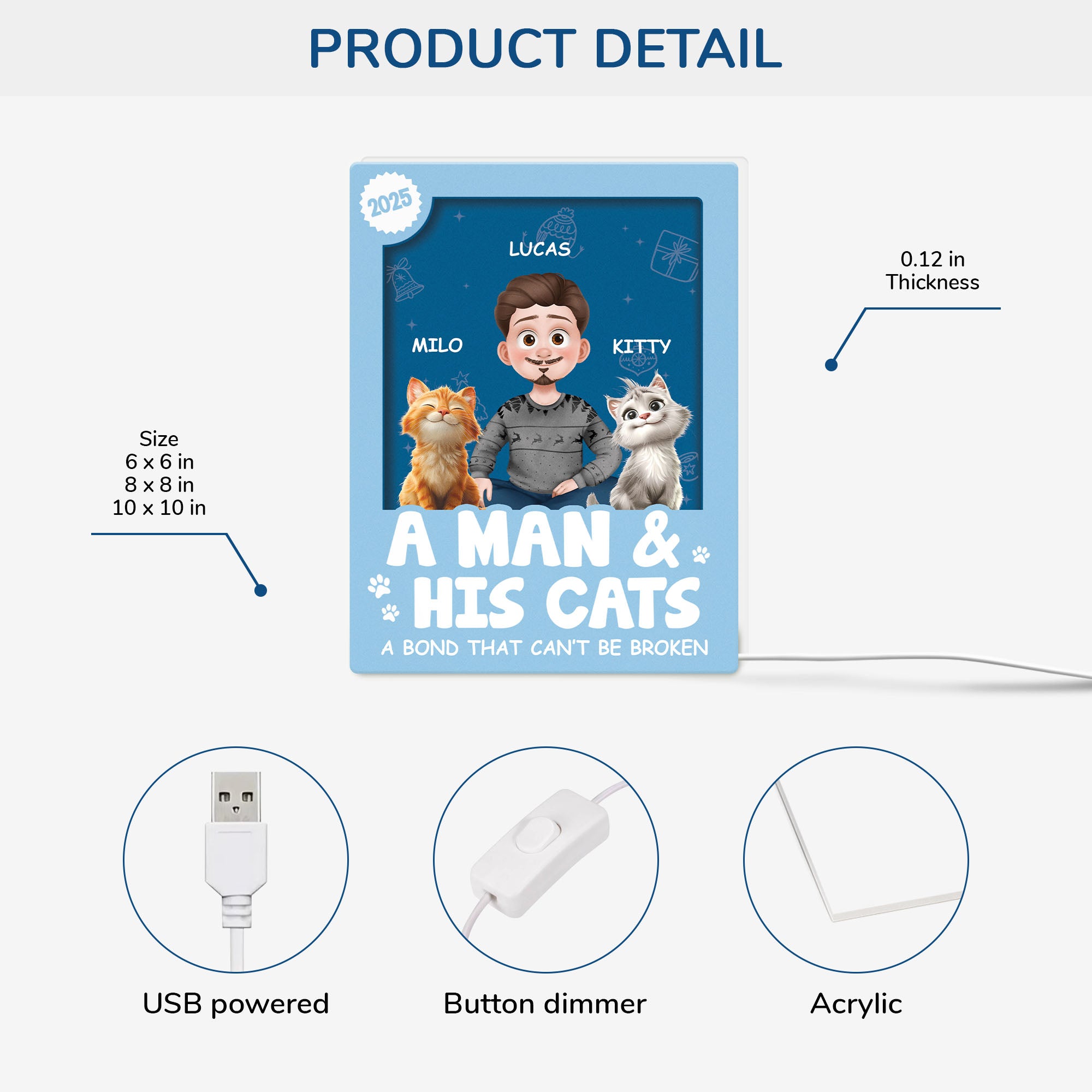 6669LUK1 3d printing effect personalised christmas light box for cat lovers 6669lcv5c_2