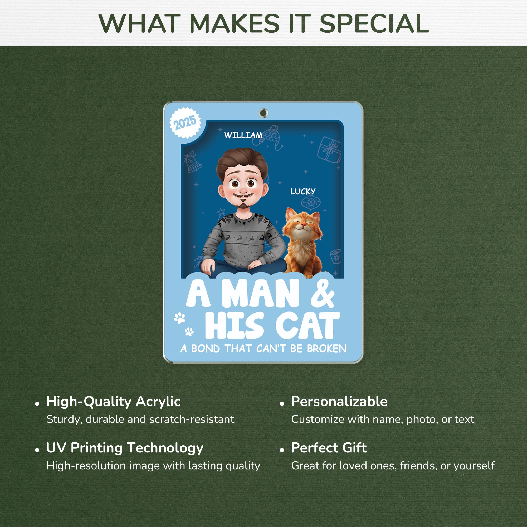 6669OUS4 3d printing effect acrylic christmas ornaments custom gifts for cat lovers 6669OKZAD