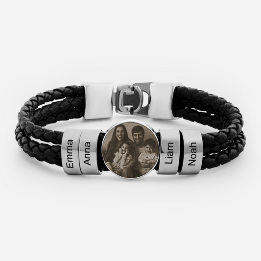 6679JUK1 leather photo bracelet_ with name beads_ personalized gifts for men_ 6679J0Y5B