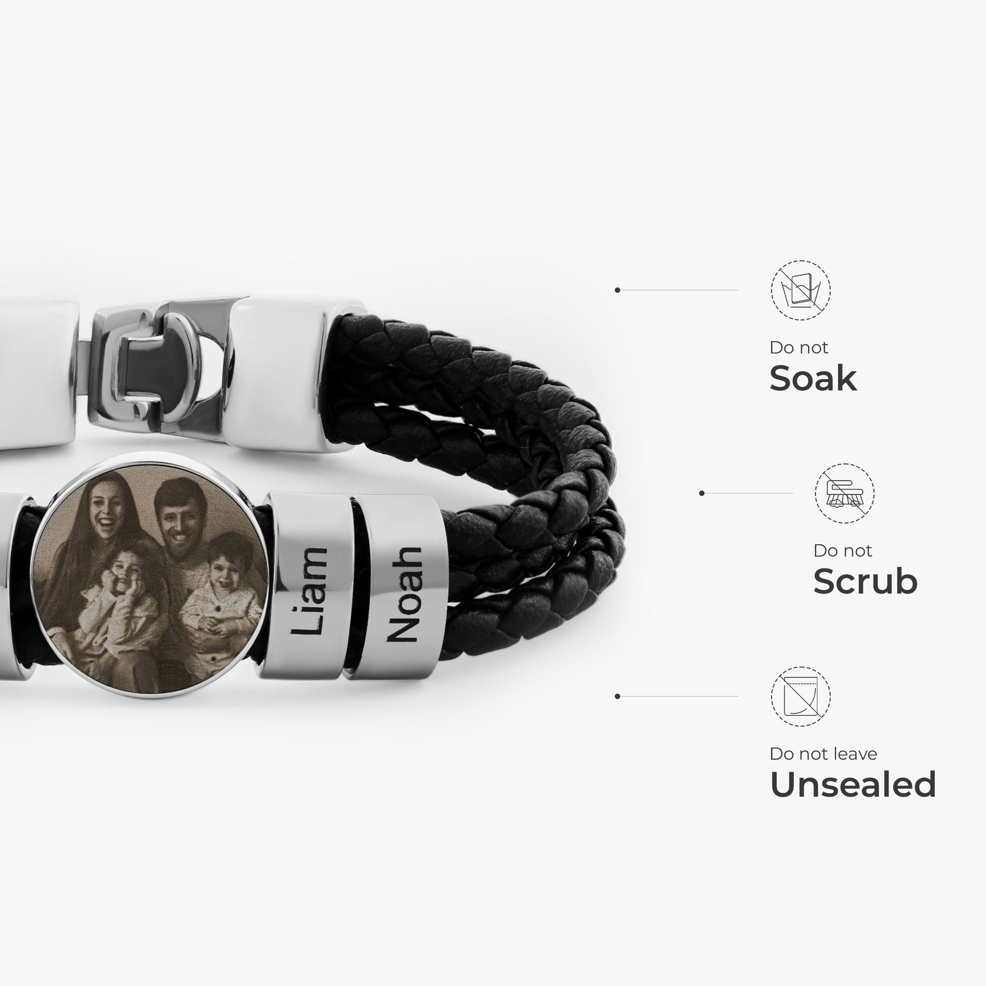 6679JUK4 leather photo bracelet_ with name beads_ personalized gifts for men_ 6679J0Y5B