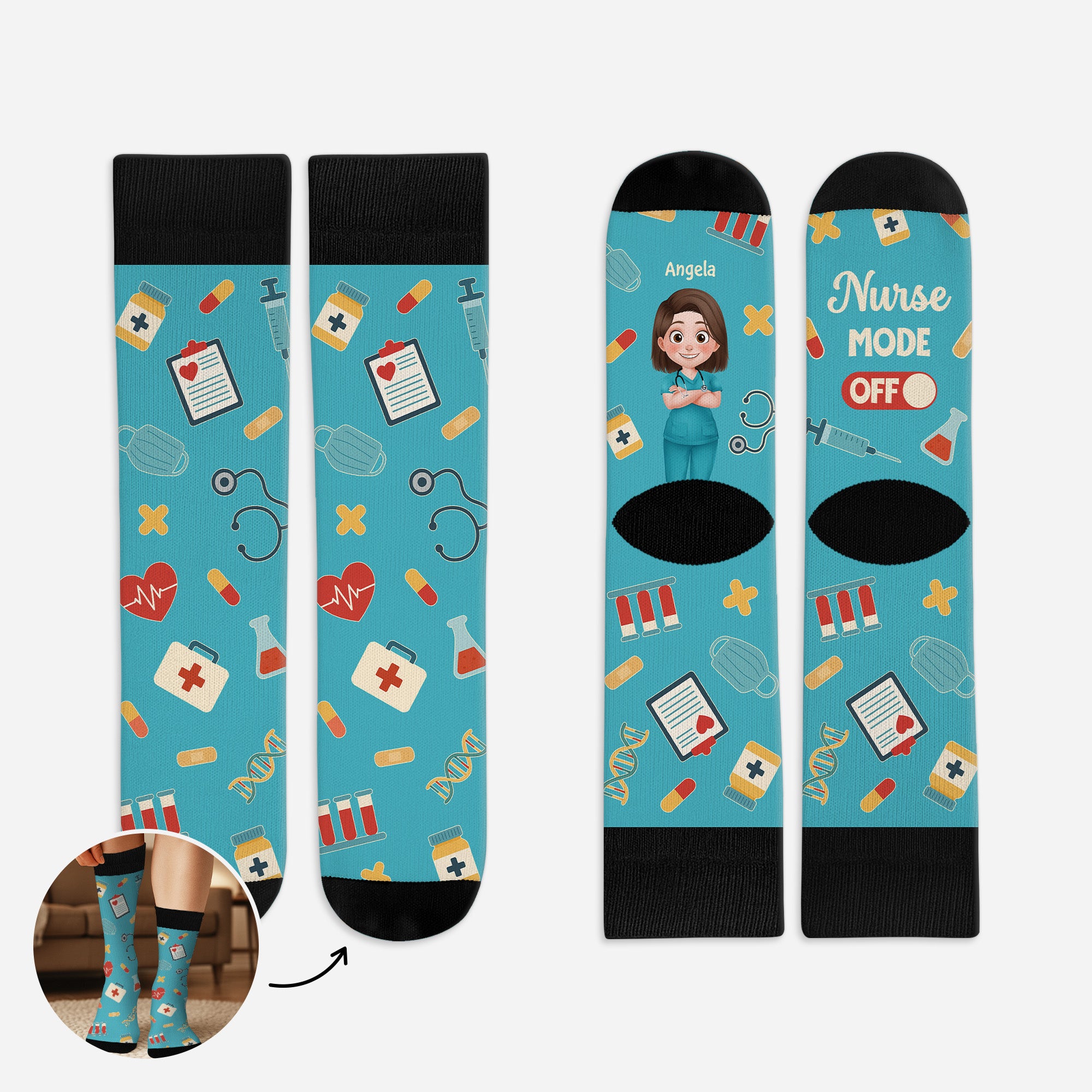 6694JUS1 nurse mode on socks personalized gifts for nurses_ doctors 6694JTLMN_1