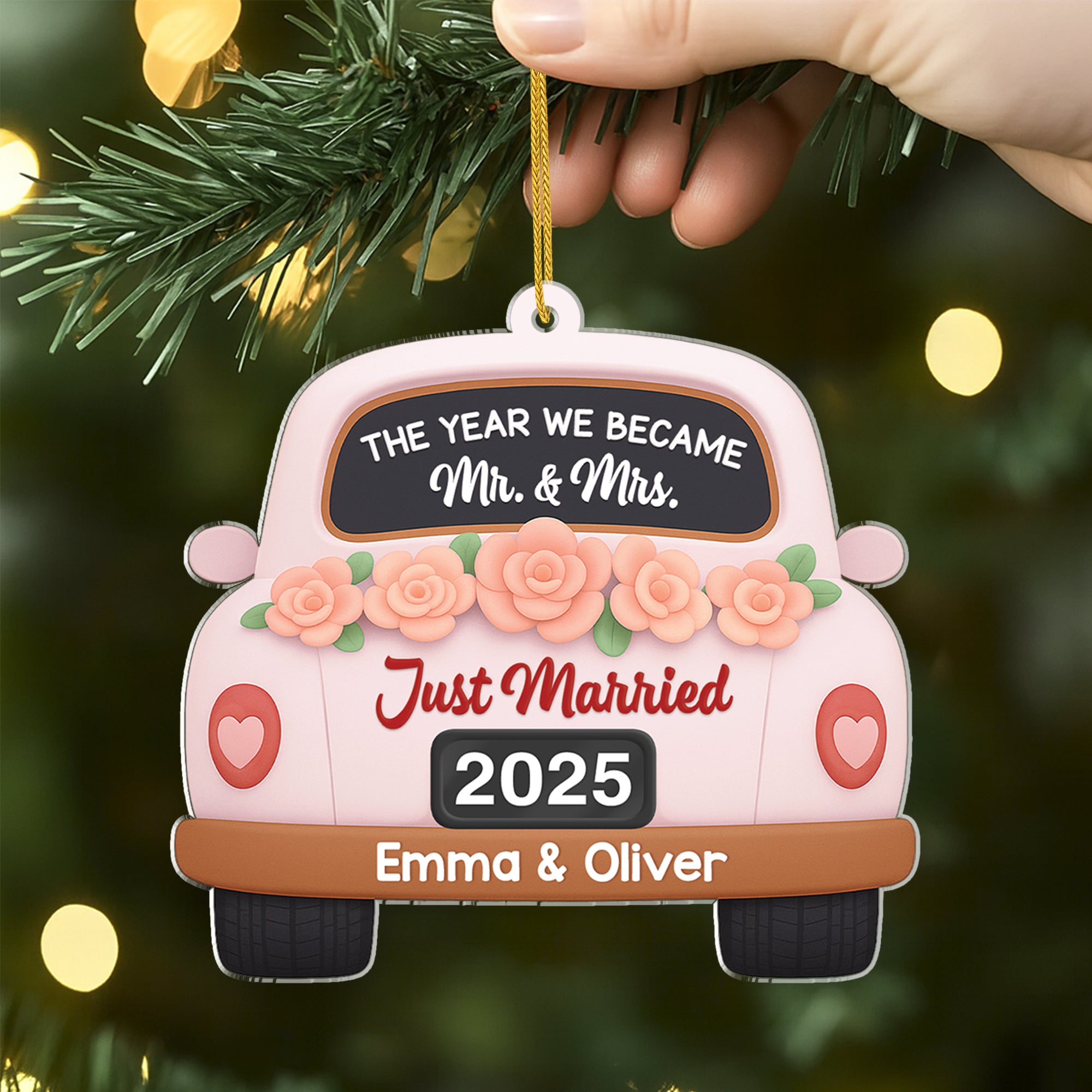 6713OUS1 3d printing effect acrylic wedding christmas ornament personalized couple gift 6713OKLCG_2