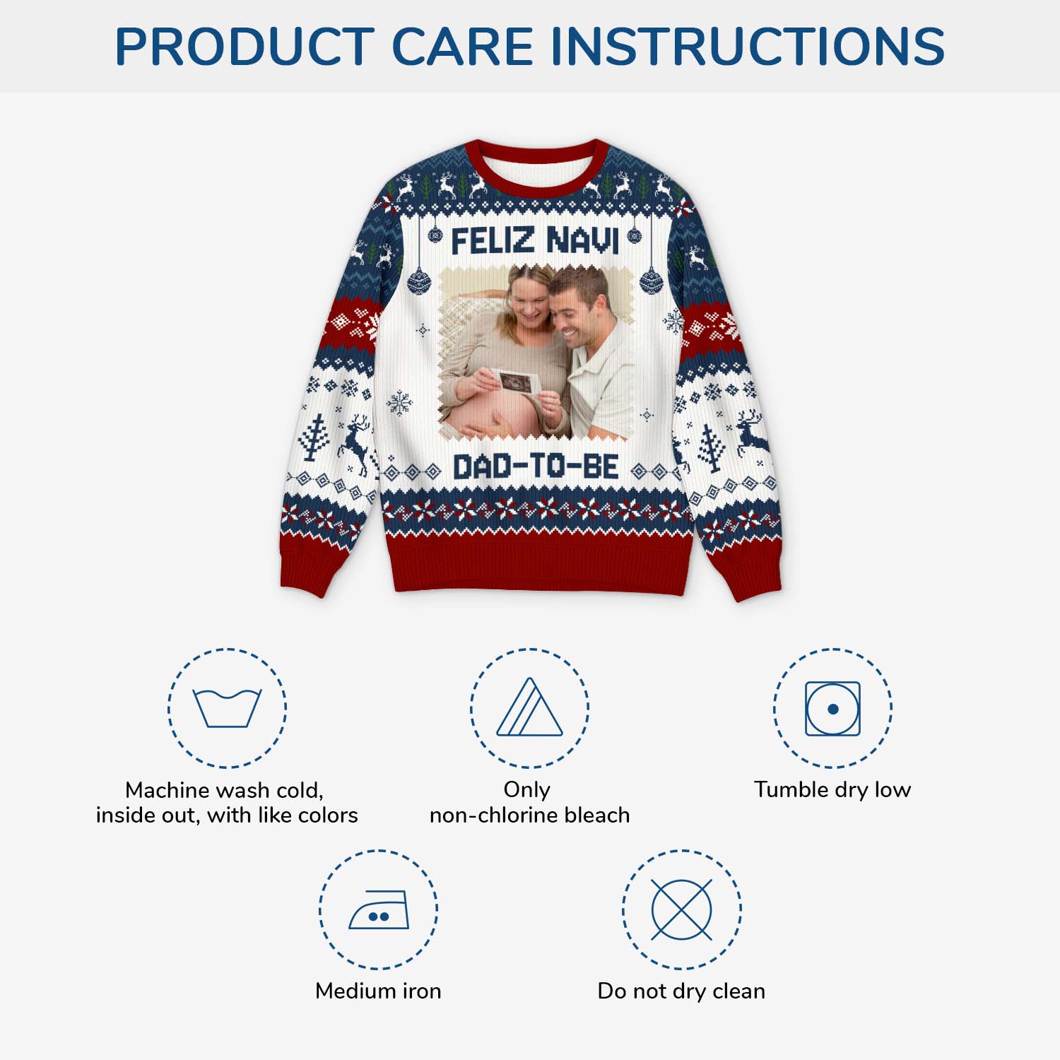 6725WUS4 custom photo ugly christmas sweater gifts for parents to be 6725WKZNB