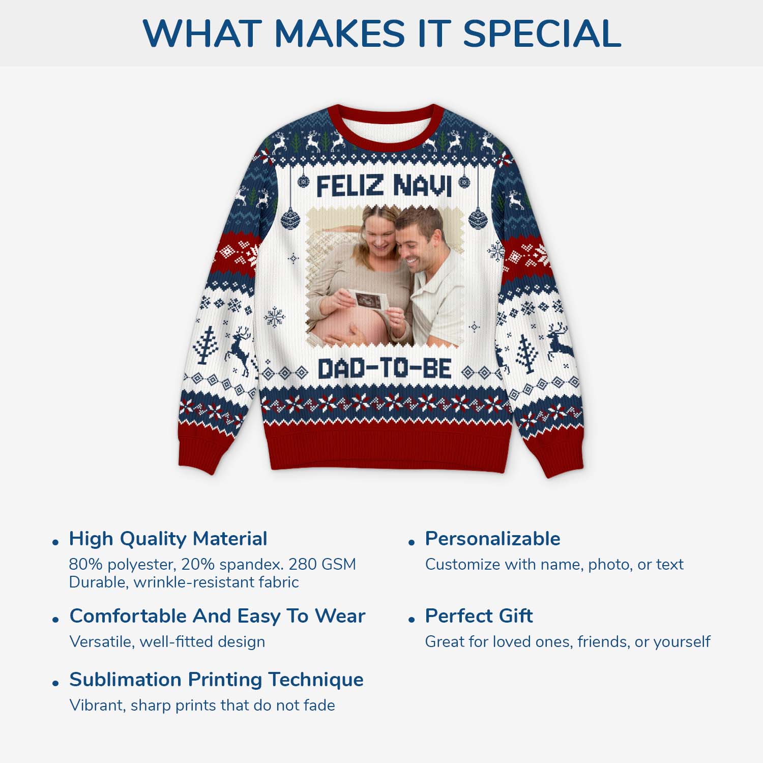 6725WUS5 custom photo ugly christmas sweater gifts for parents to be 6725WKZNB