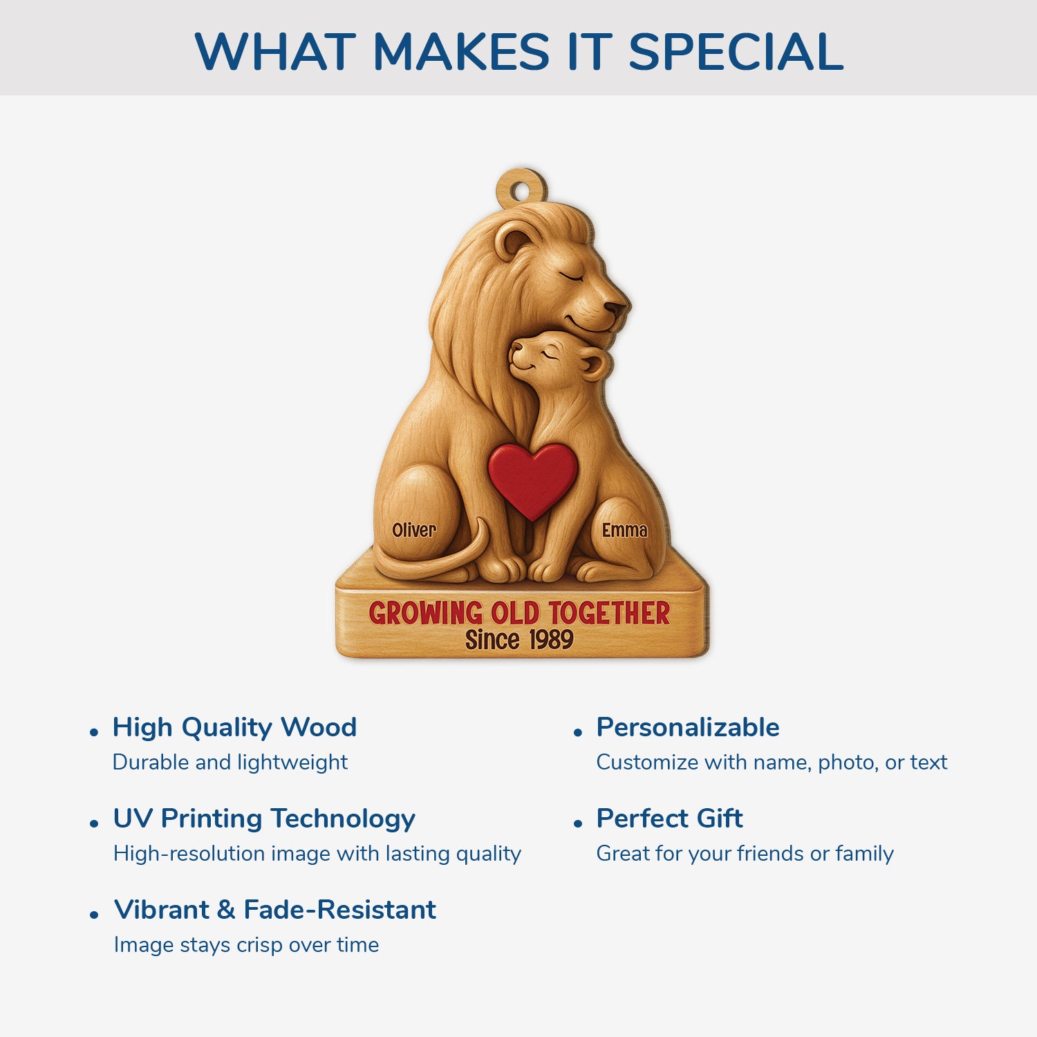 6726OUS4 3d printing effect 1 layered wooden lion christmas ornament custom couple gifts 6726O3TMG