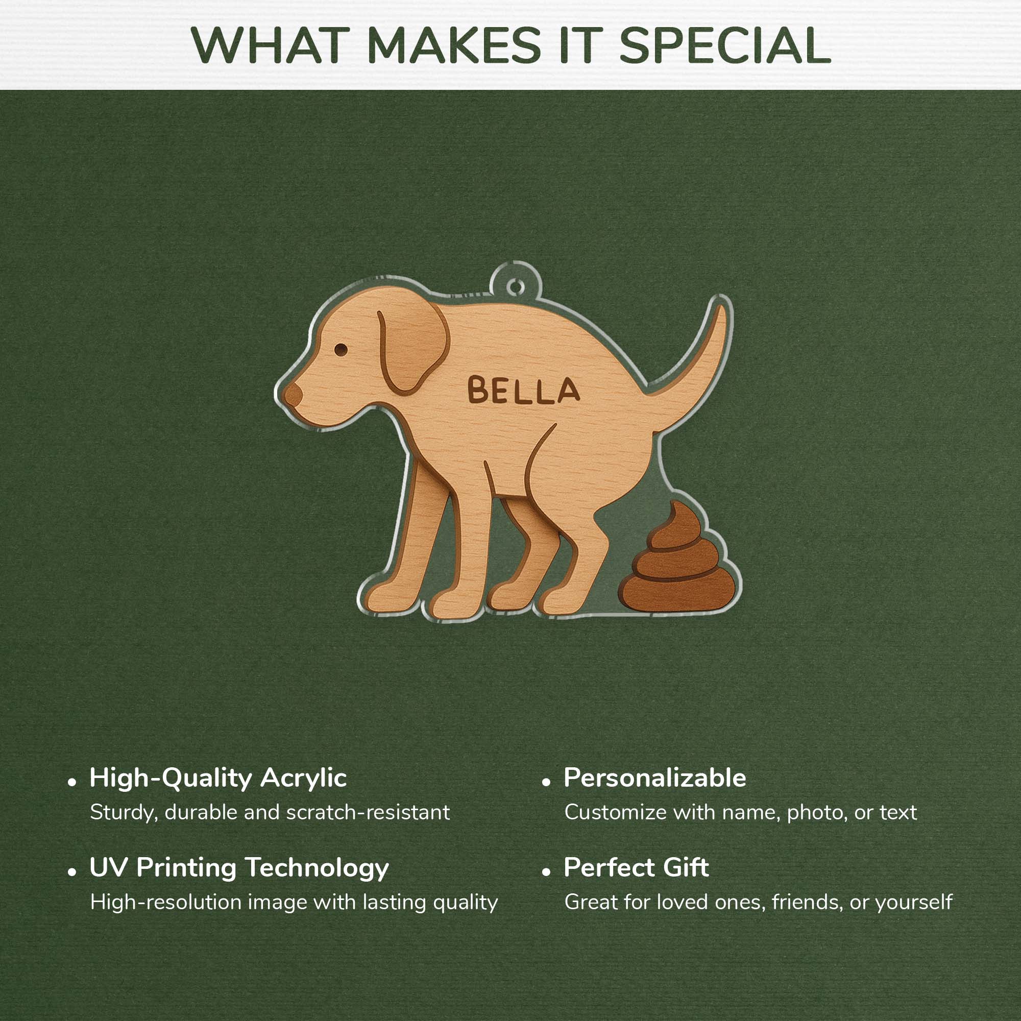 6727OUS4 3d printing effect custom acrylic pooping dog ornament funny christmas gifts 6727O3ZQC