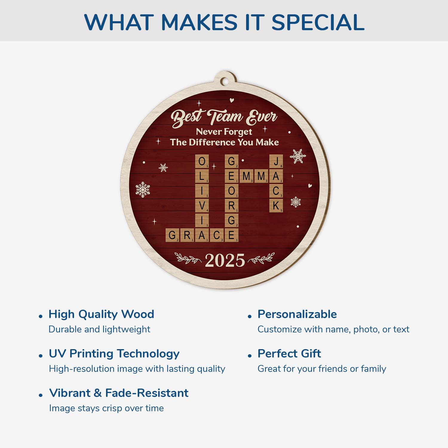 6732OUS4 1 layered wooden best team ever christmas ornament custom crossword gifts for coworkers 6732O6QNO