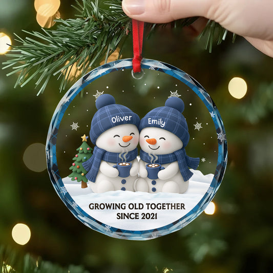 6752OUS2 glass snowman ornament_ custom christmas gifts for couples 6752O8M5G