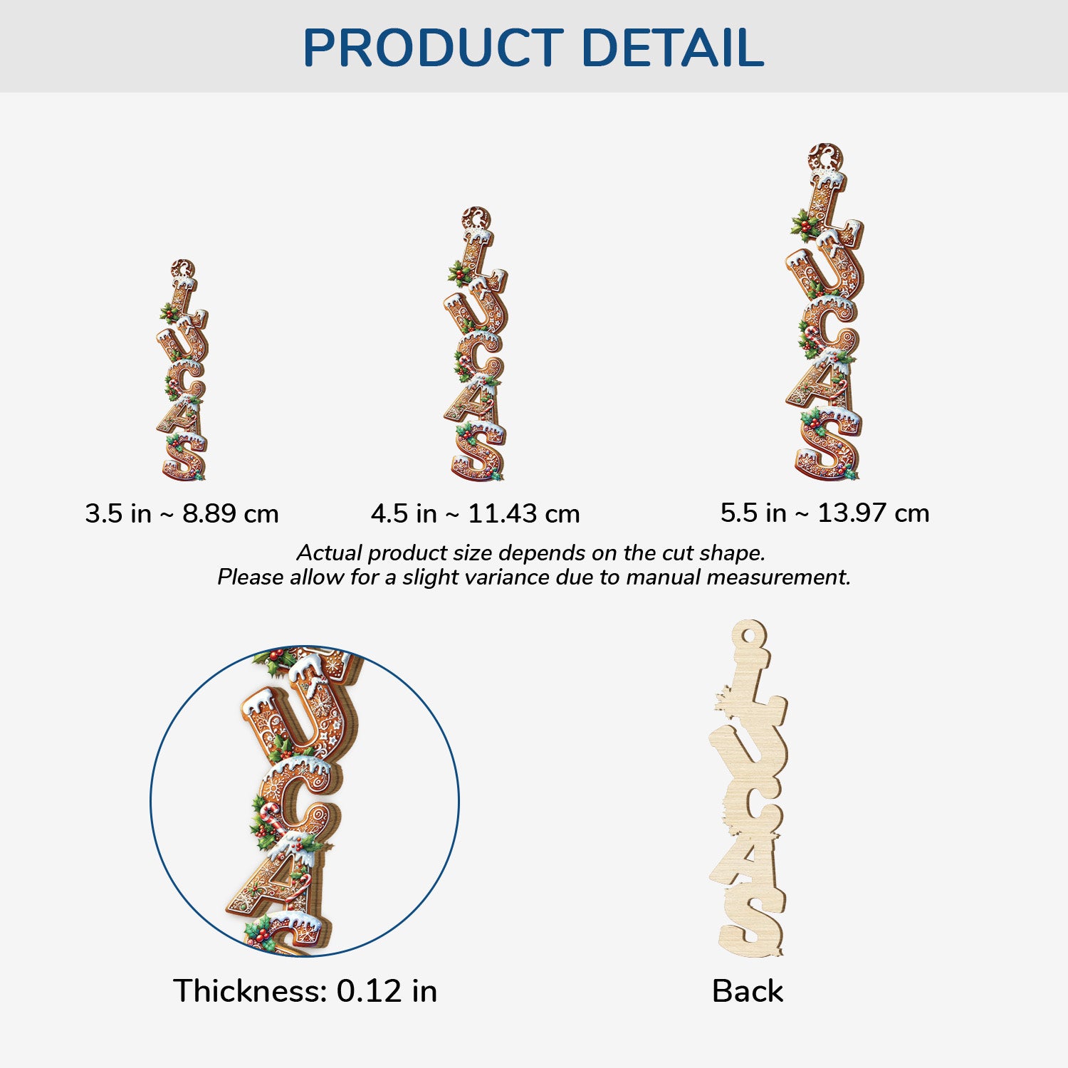 6771OUS3 3d printing effect gingerbread letter ornaments custom 1 layered wooden xmas ornaments 6771O