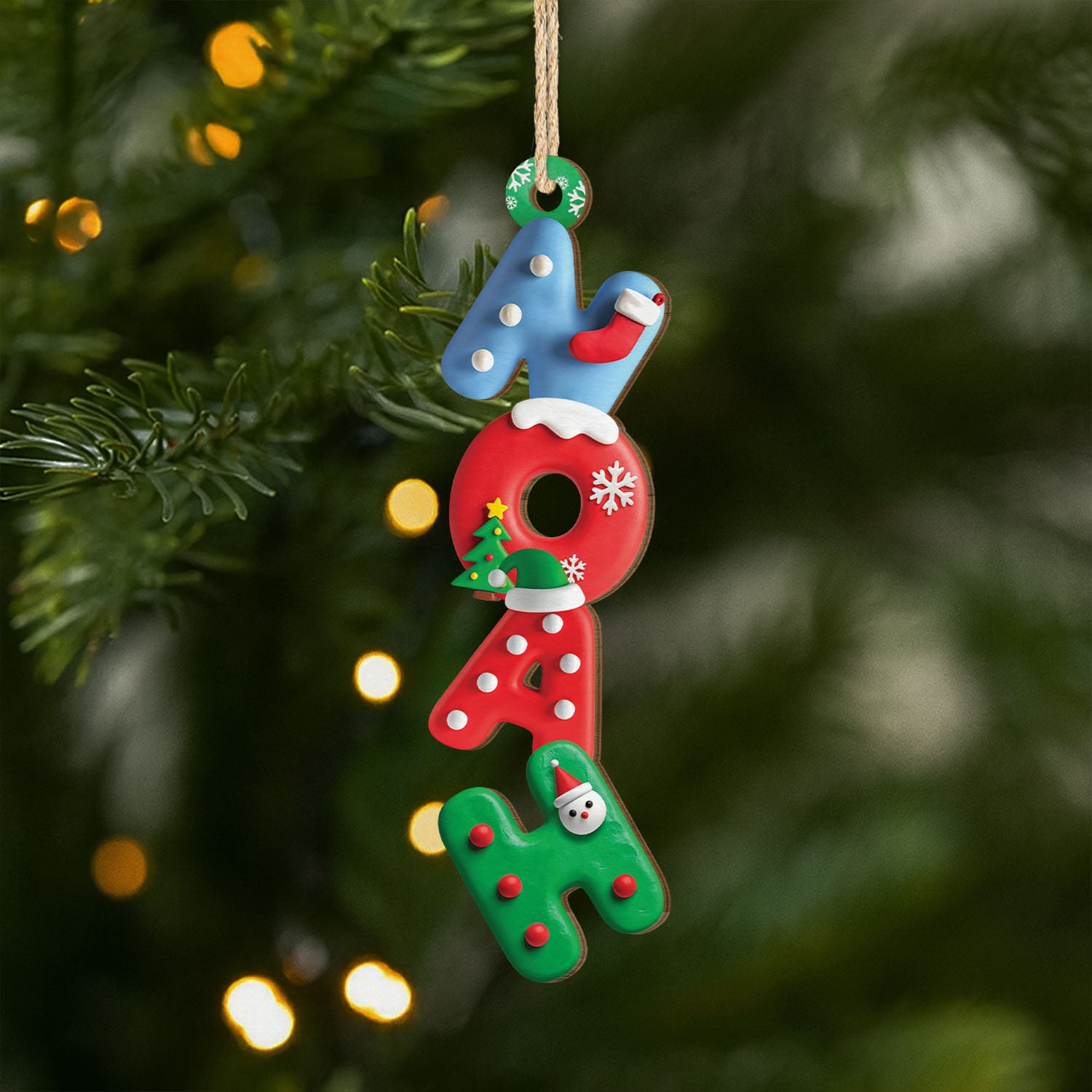 6772OFR1 effet dimpression 3d ornement noel en bois a 1 couche personnalise pour femmehomme lettres style de bonbon 6772o6v5a