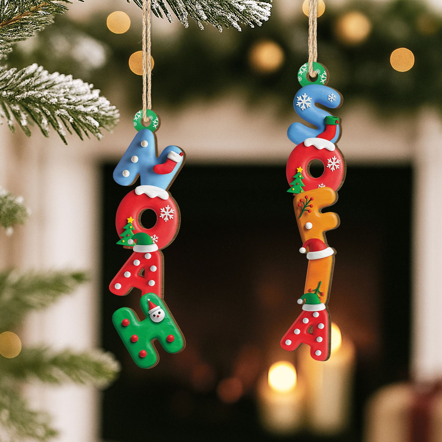 6772OFR2 effet dimpression 3d ornement noel en bois a 1 couche personnalise pour femmehomme lettres style de bonbon 6772o6v5a