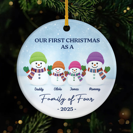 6773OUS1 custom ceramic snowman ornaments first christmas as a family of 4 ornament_ 6773OTZNI