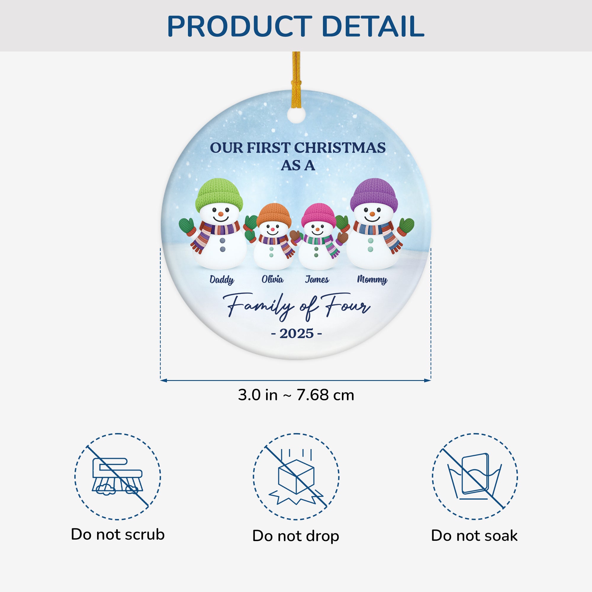 6773OUS3 custom ceramic snowman ornaments first christmas as a family of 4 ornament_ 6773OTZNI