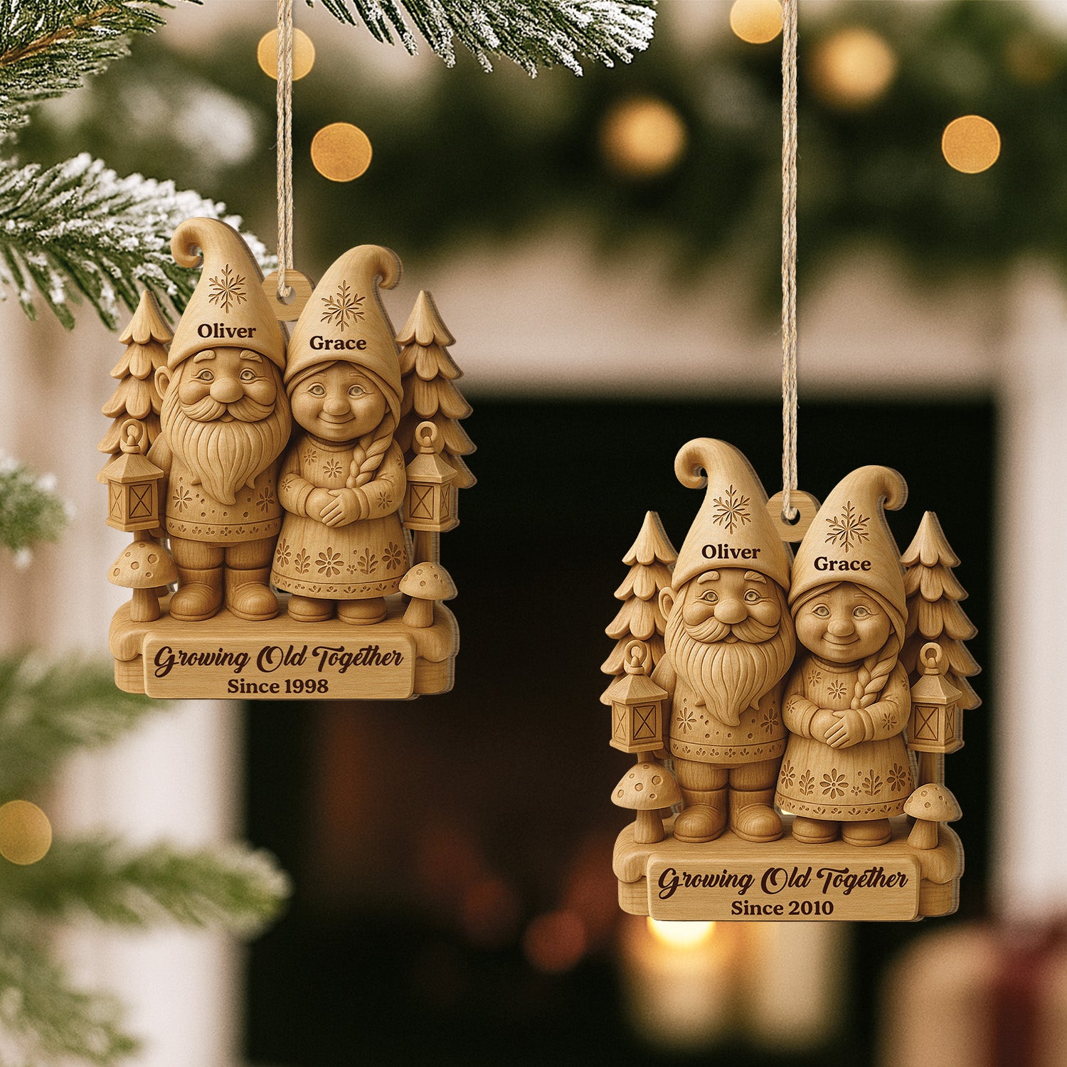 6781OUS2 3d printing effect 1 layered wooden gnome christmas ornaments custom gifts for couples 6781O3L5G