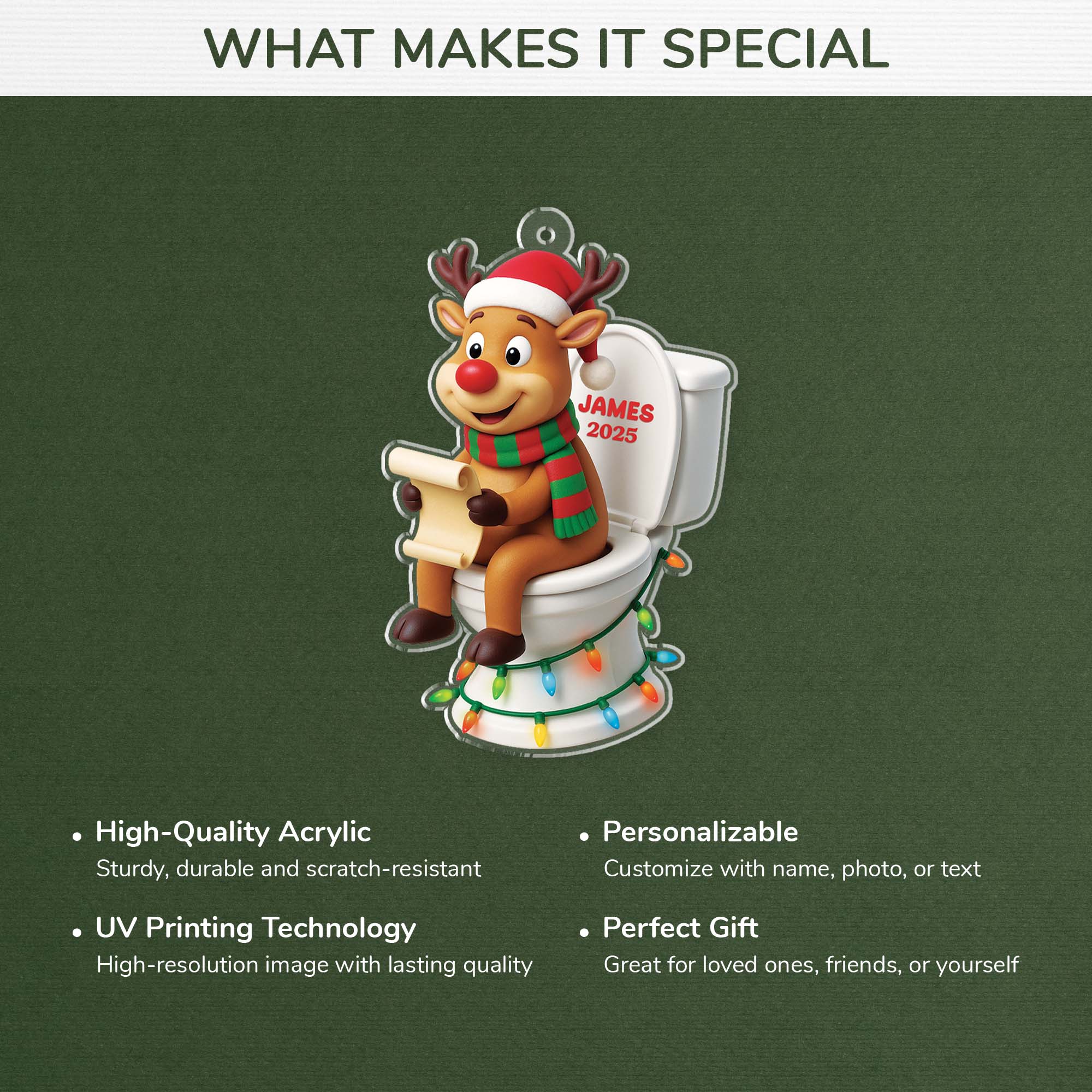 6807OUS4 3d printing effect acrylic reindeer ornaments custom christmas gifts for him her 6807OKP5B