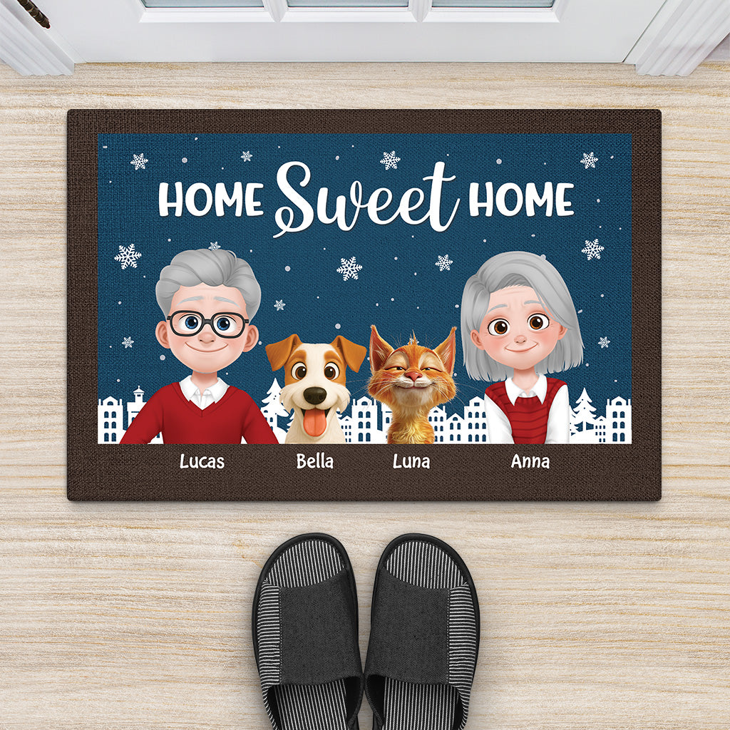 6943DUK1 home sweet home doormat_ custom christmas gifts for family with dog cat 6943D3YTI